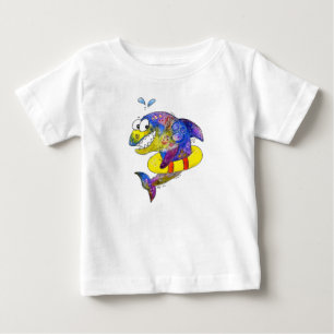 Camiseta De Bebé Tiburón colorido y caprichoso en el suelo
