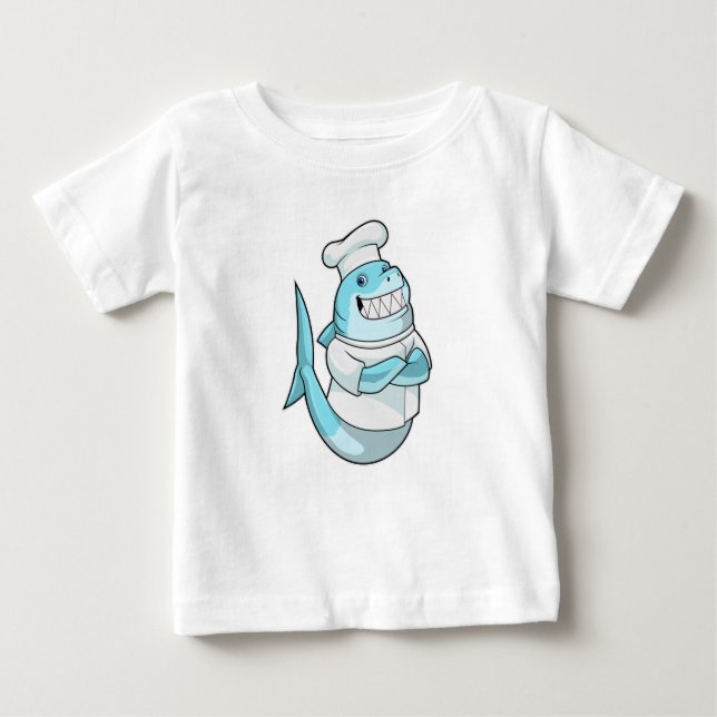 Camiseta De Bebé Tiburón como chef con delantal de cocina (Anverso)