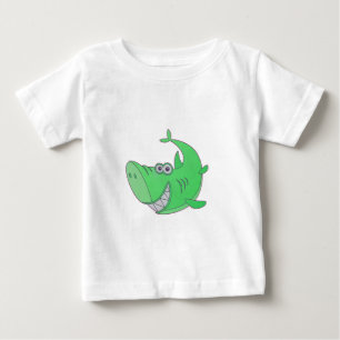 Camiseta De Bebé Tiburón de dibujos animados grande y verde