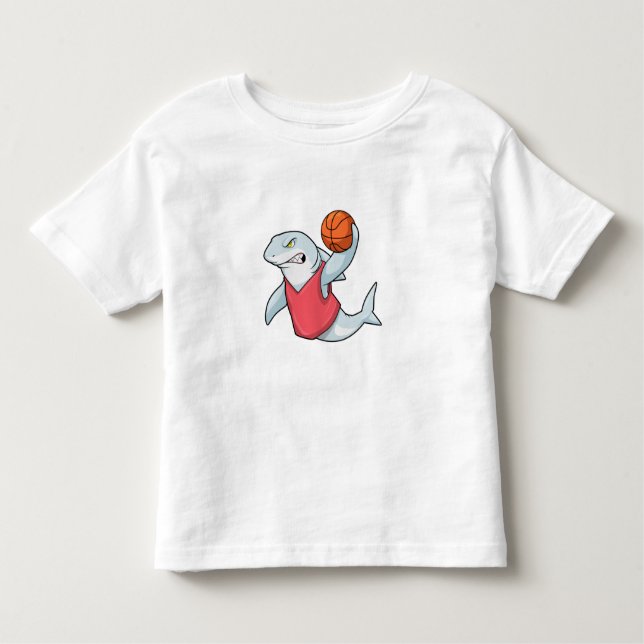 Camiseta De Bebé Tiburón en deportes con baloncesto (Anverso)