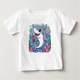 Camiseta De Bebé Tiburón Kawaii Lindo Bebiendo Té Boba Vibraciones 