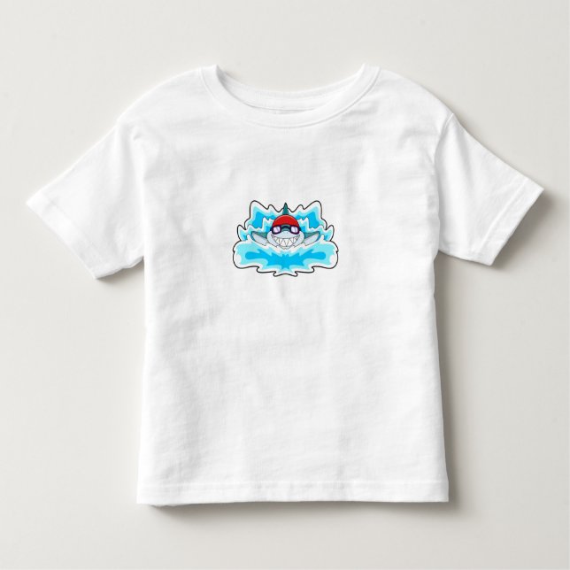 Camiseta De Bebé Tiburón nadando con gafas nadando (Anverso)