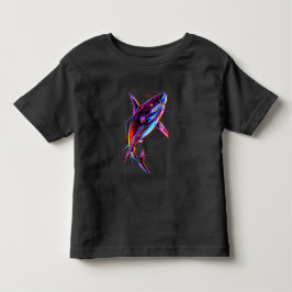 Camiseta De Bebé Tiburón Neon Vibrante Océano Digital Moderno