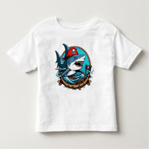 Camiseta De Bebé Tiburón pirata caído en un bote