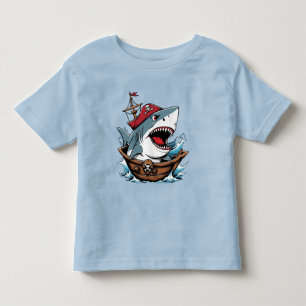 Camiseta De Bebé Tiburón pirata caído en un bote