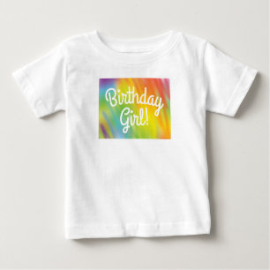 Camiseta De Bebé Tie Dye Rainbow Birday Party Kids Cute