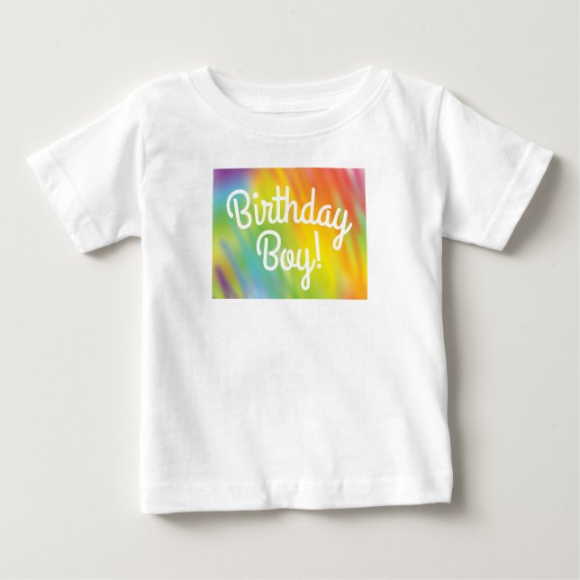 Camiseta De Bebé Tie Dye Rainbow Birday Party Kids Cute (Anverso)