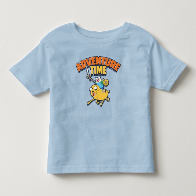 Camiseta De Bebé Tiempo de aventura | Finn Riding Jake T-Shirt (Anverso)