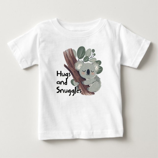 Camiseta De Bebé Tierno Koala Abrazos y Mimos (Anverso)