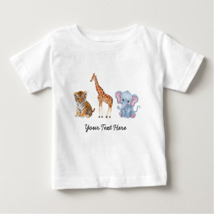 Camiseta De Bebé Tiger Giraffe, elefante de animales callejeros per