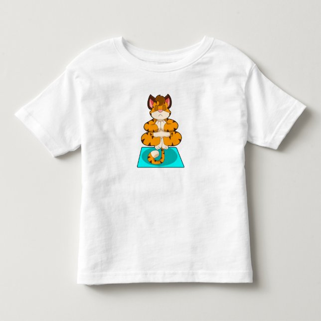 Camiseta De Bebé Tigre al yoga en alfombra de yoga (Anverso)