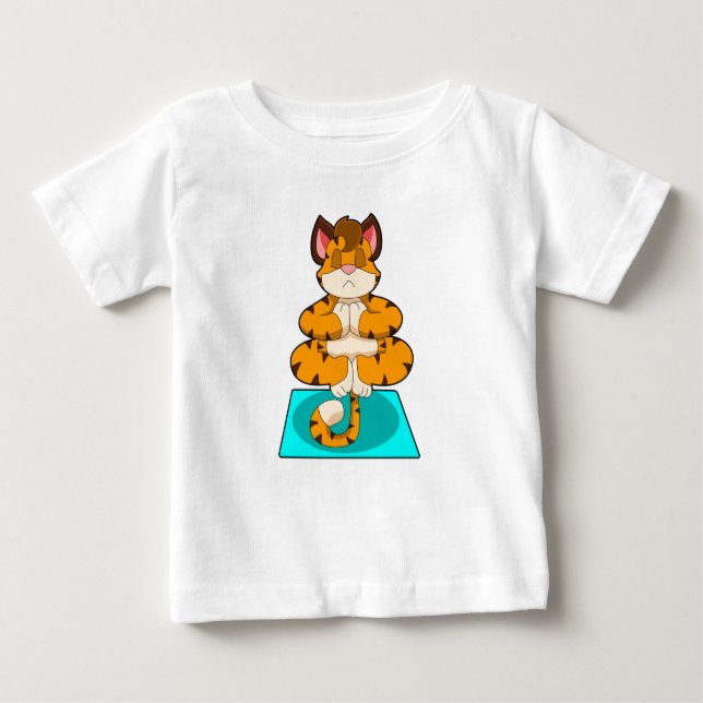 Camiseta De Bebé Tigre al yoga en alfombra de yoga (Anverso)