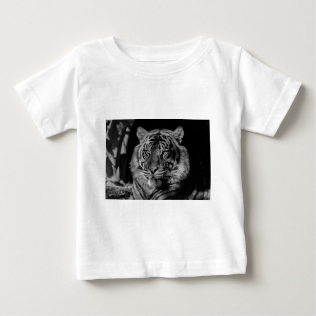 Camiseta De Bebé Tigre blanco y negro (Anverso)