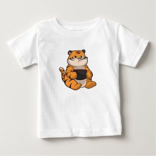 Camiseta De Bebé Tigre comiendo con Bowl