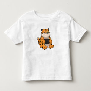 Camiseta De Bebé Tigre comiendo con Bowl