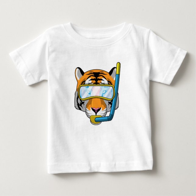 Camiseta De Bebé Tigre como buzo con tubo de buceo (Anverso)