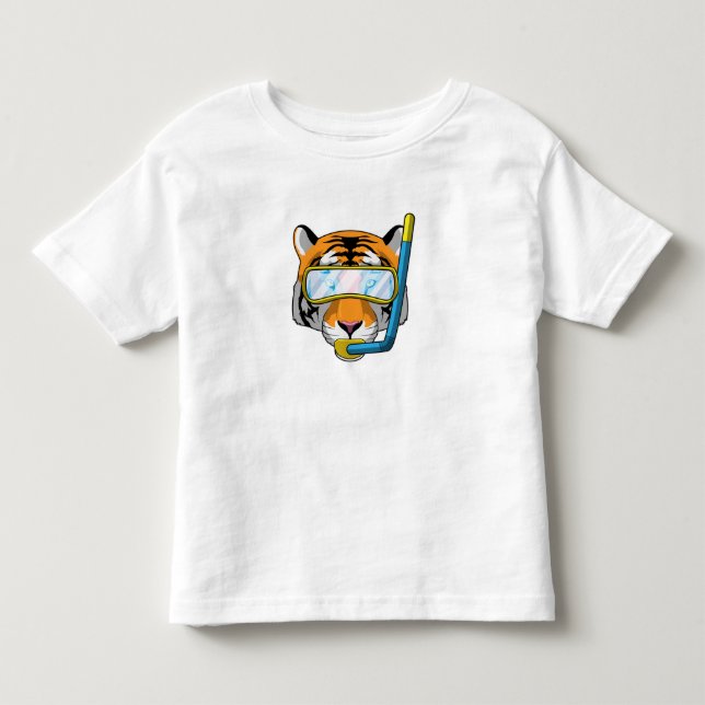 Camiseta De Bebé Tigre como buzo con tubo de buceo (Anverso)