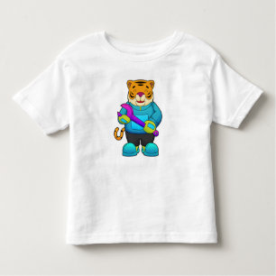 Camiseta De Bebé Tigre como mecánico con llave