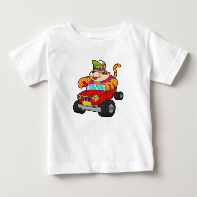 Camiseta De Bebé Tigre con auto (Anverso)