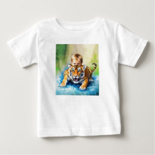 Camiseta De Bebé tigre con bebé