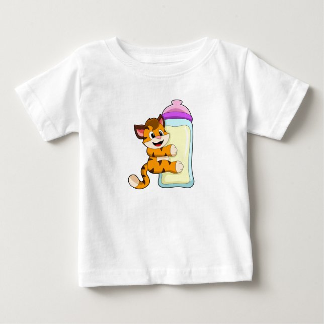 Camiseta De Bebé Tigre con botella de leche para bebé (Anverso)