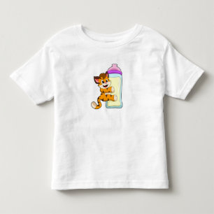 Camiseta De Bebé Tigre con botella de leche para bebé