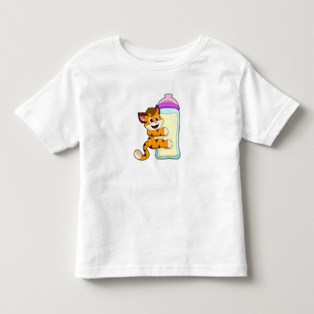 Camiseta De Bebé Tigre con botella de leche para bebé (Anverso)