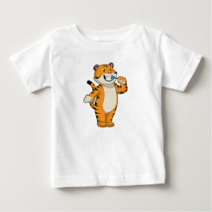 Camiseta De Bebé Tigre con cepillo de dientes