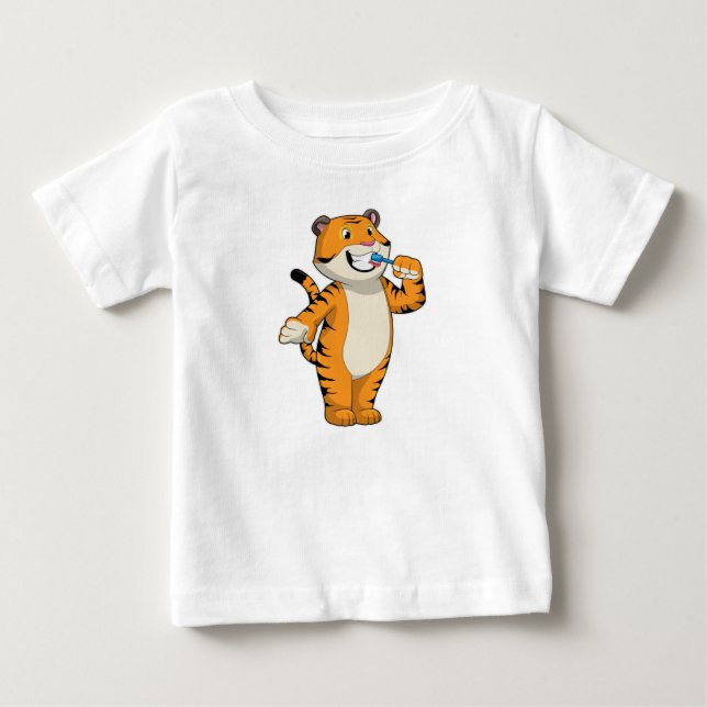 Camiseta De Bebé Tigre con cepillo de dientes (Anverso)