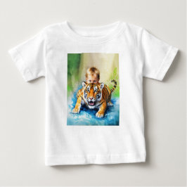 Camiseta De Bebé tigre con cría