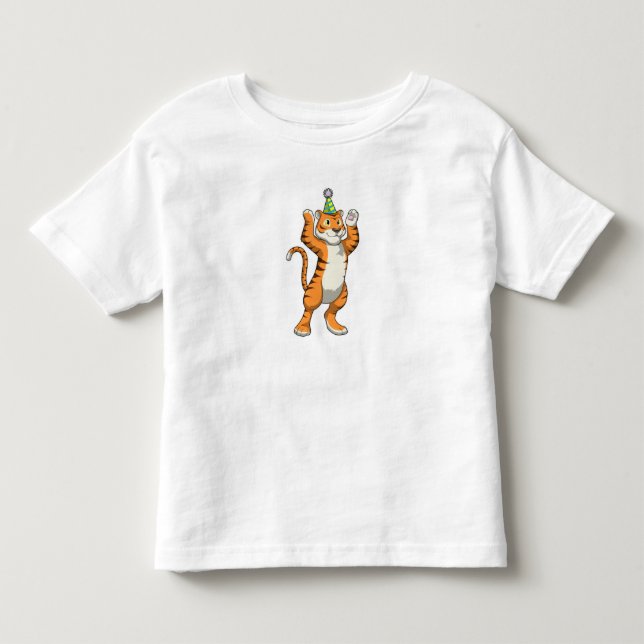 Camiseta De Bebé Tigre con Fiesta gorra Fiesta (Anverso)