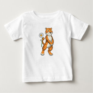 Camiseta De Bebé Tigre con flores de margarita