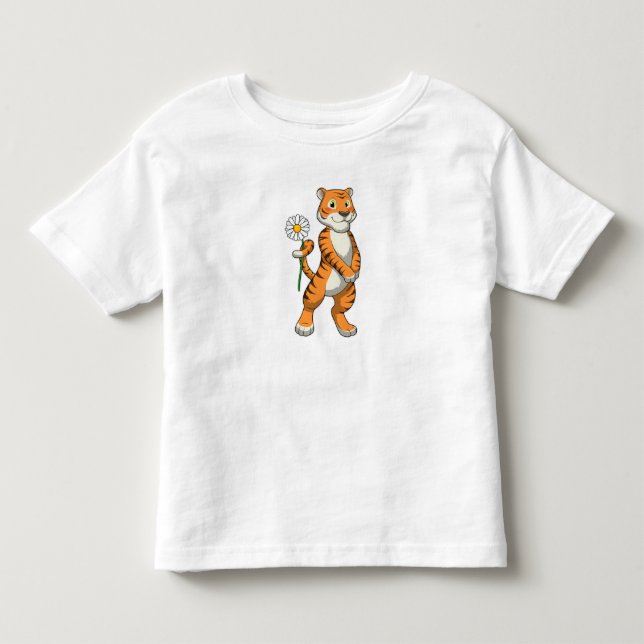 Camiseta De Bebé Tigre con flores de margarita (Anverso)