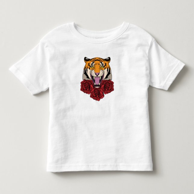 Camiseta De Bebé Tigre con Rosas (Anverso)