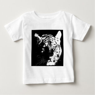 Camiseta De Bebé Tigre de arte pop blanco y negro