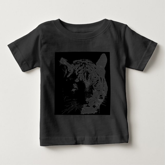 Camiseta De Bebé Tigre de arte pop blanco y negro (Anverso)