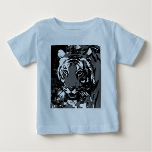 Camiseta De Bebé Tigre de arte pop negro y blanco