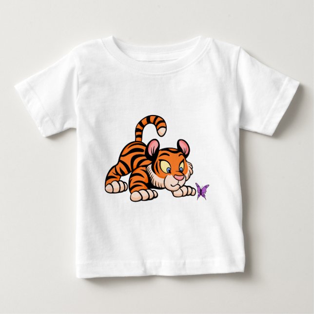Camiseta De Bebé Tigre de bebé con la mariposa (Anverso)