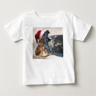 Camiseta De Bebé Tigre de Bengala con un sombrero de Santa Sombrero