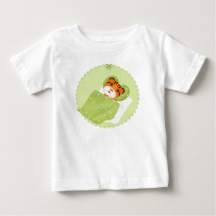Camiseta De Bebé Tigre en cama ilustracion niños impresión infantil