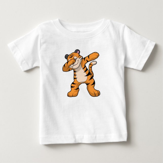 Camiseta De Bebé Tigre en Hip Hop Dance Dab (Anverso)