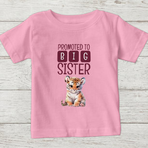 Camiseta De Bebé Tigre lindo hermana mayor rosa