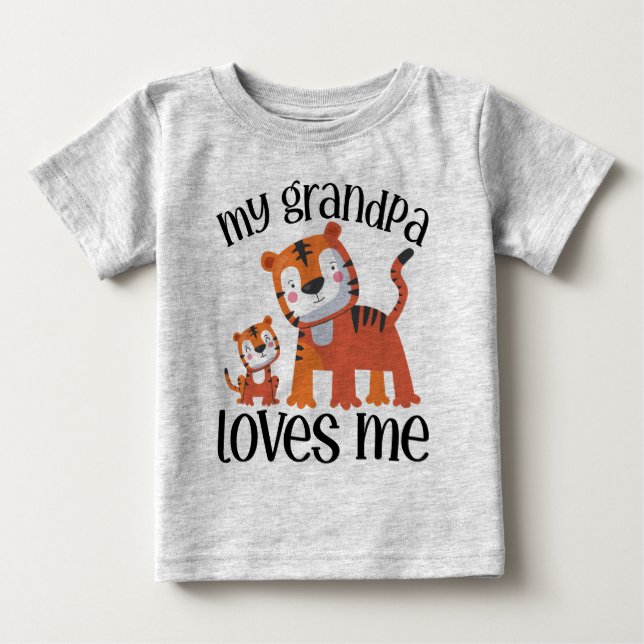 Camiseta De Bebé Tigre 🦁 mi abuelo me ama (Anverso)