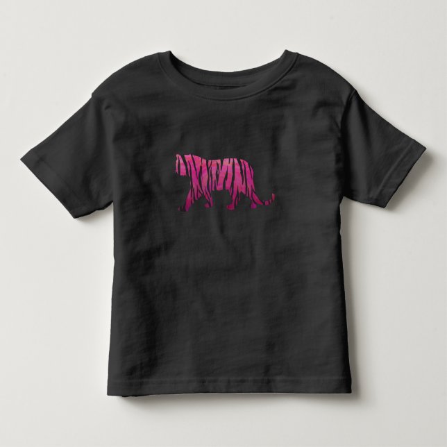 Camiseta De Bebé Tigre negro y rosado caliente de silueta (Anverso)