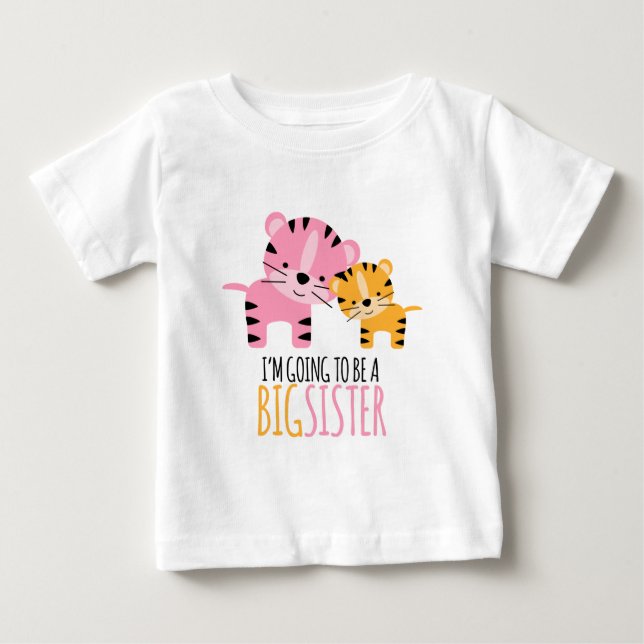 Camiseta De Bebé Tigres Cuidados "Gran Hermana Para Ser" (Anverso)