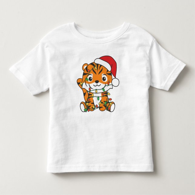 Camiseta De Bebé Tigres de invierno Navidades de tigres festejan ti (Anverso)