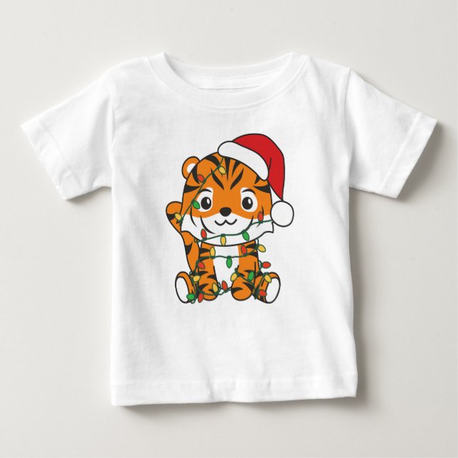 Camiseta De Bebé Tigres de invierno Navidades de tigres festejan ti (Anverso)