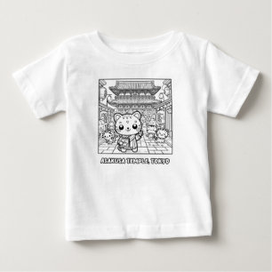 Camiseta De Bebé Tigres de Kawaii en el templo de Asakusa, Tokio