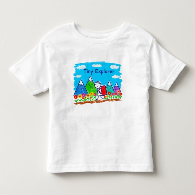 Camiseta De Bebé Tiny Explorer Stick Figure Hiking Illustration (Anverso)