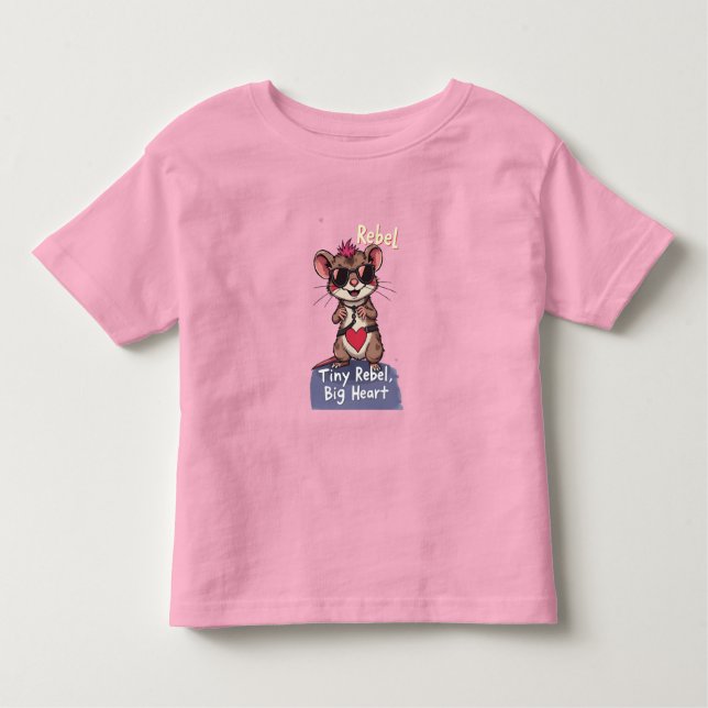 Camiseta De Bebé Tiny Rebel Big Heart – Cute Punk Mouse  (Anverso)